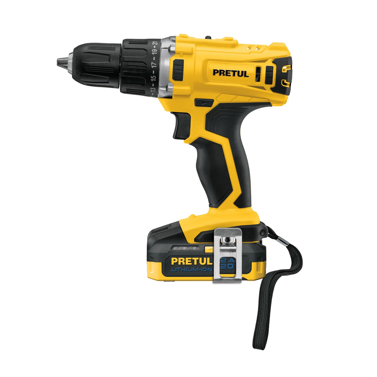 TALI-20P2 Taladro/destornillador 1/2", 20V, 1 batería 2Ah, PRETUL