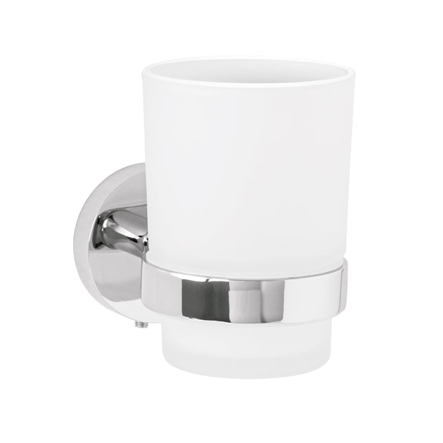 TBA-71 Portavaso cepillero cromo con vaso de vidrio, FOSET TÚBIG