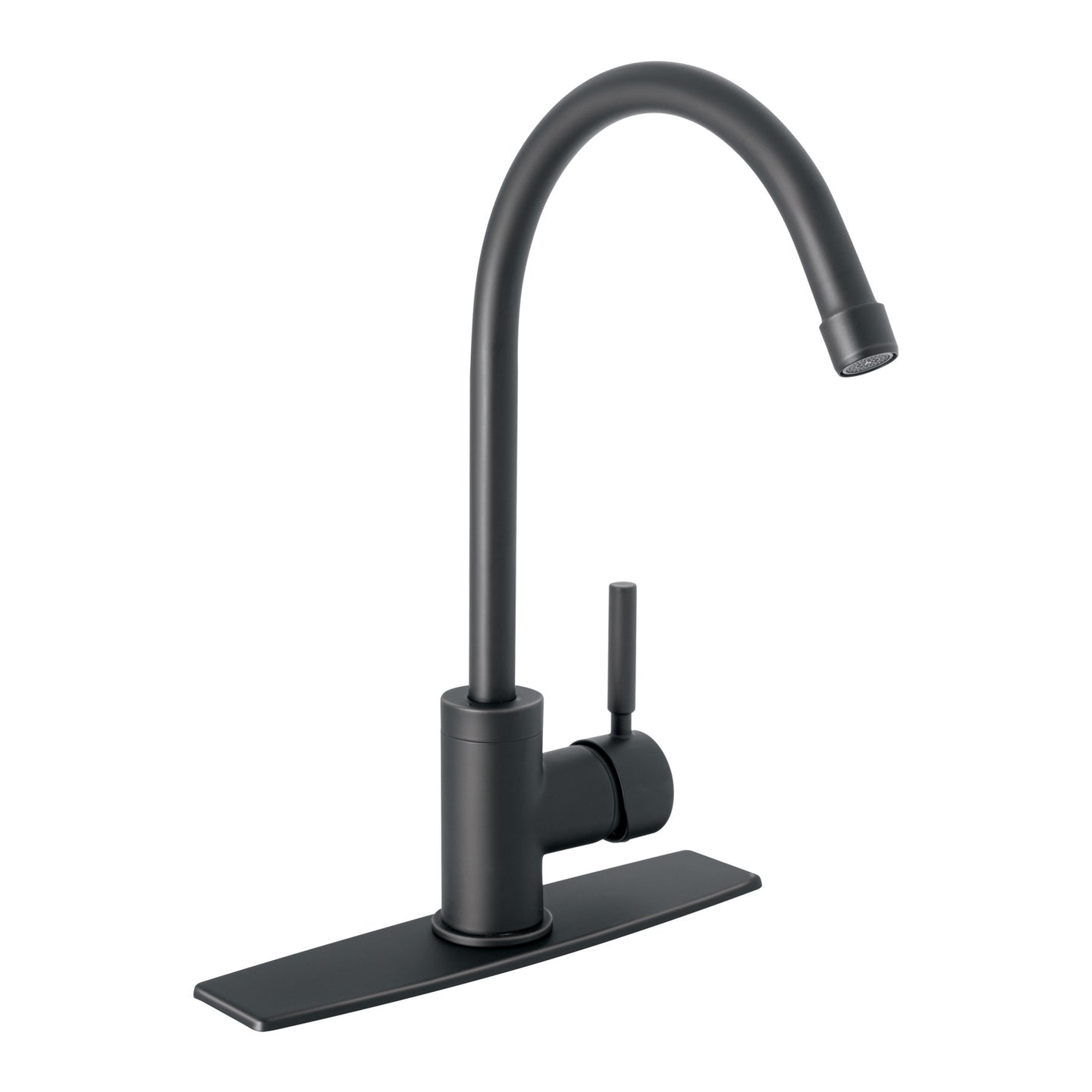 TBF-83M Monomando para fregadero, cuello alto, negro mate, TÚBIG