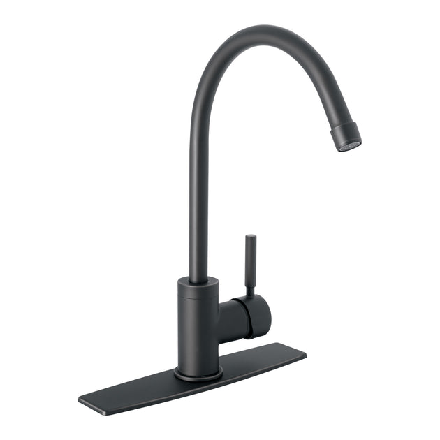 TBF-83M Monomando para fregadero, cuello alto, negro mate, TÚBIG