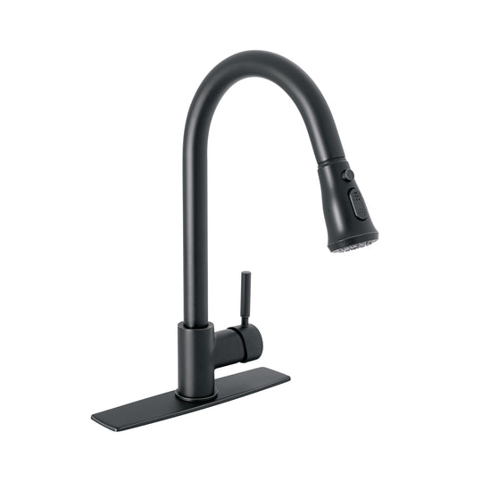TBF-84M Monomando para fregadero, cuello extraible,negro mate, TÚBIG