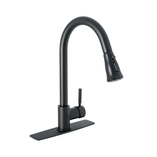 TBF-84M Monomando para fregadero, cuello extraible,negro mate, TÚBIG