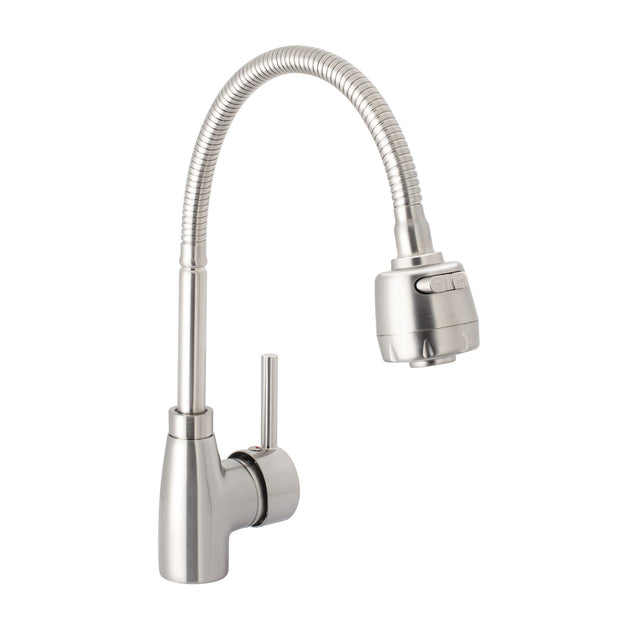 TBF-87N Monomando para fregadero con cuello flexible, satín, TÚBIG