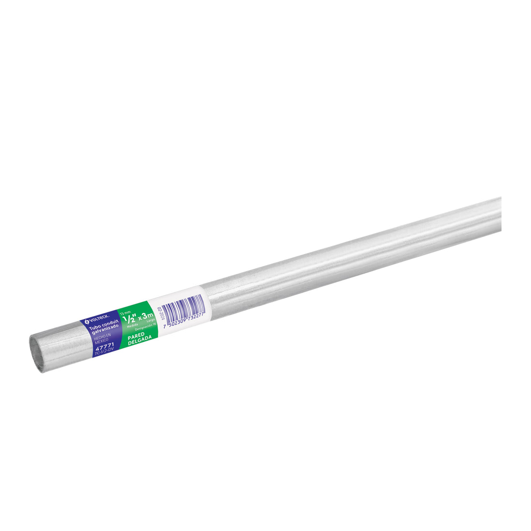 TC-1/2-DV Tubo Conduit 1/2" pared delgada (1 mm), et. verde, 3 m