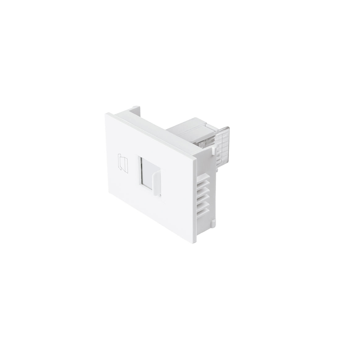 TE15-EB Toma de teléfono, 1.5 módulos, línea Española, color blanco