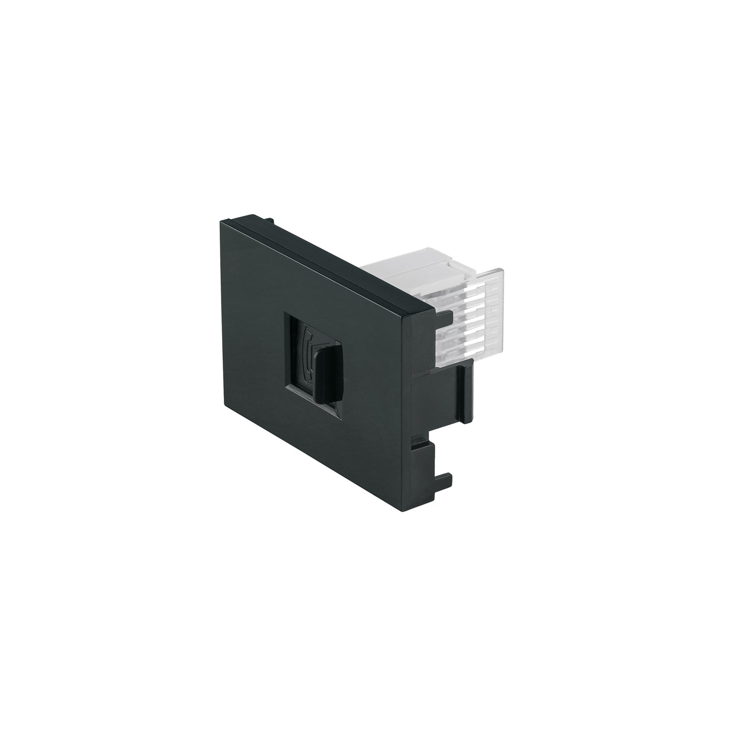 TE15-LN Toma de teléfono negro de 1.5 módulos, línea Lisboa, VOLTECK