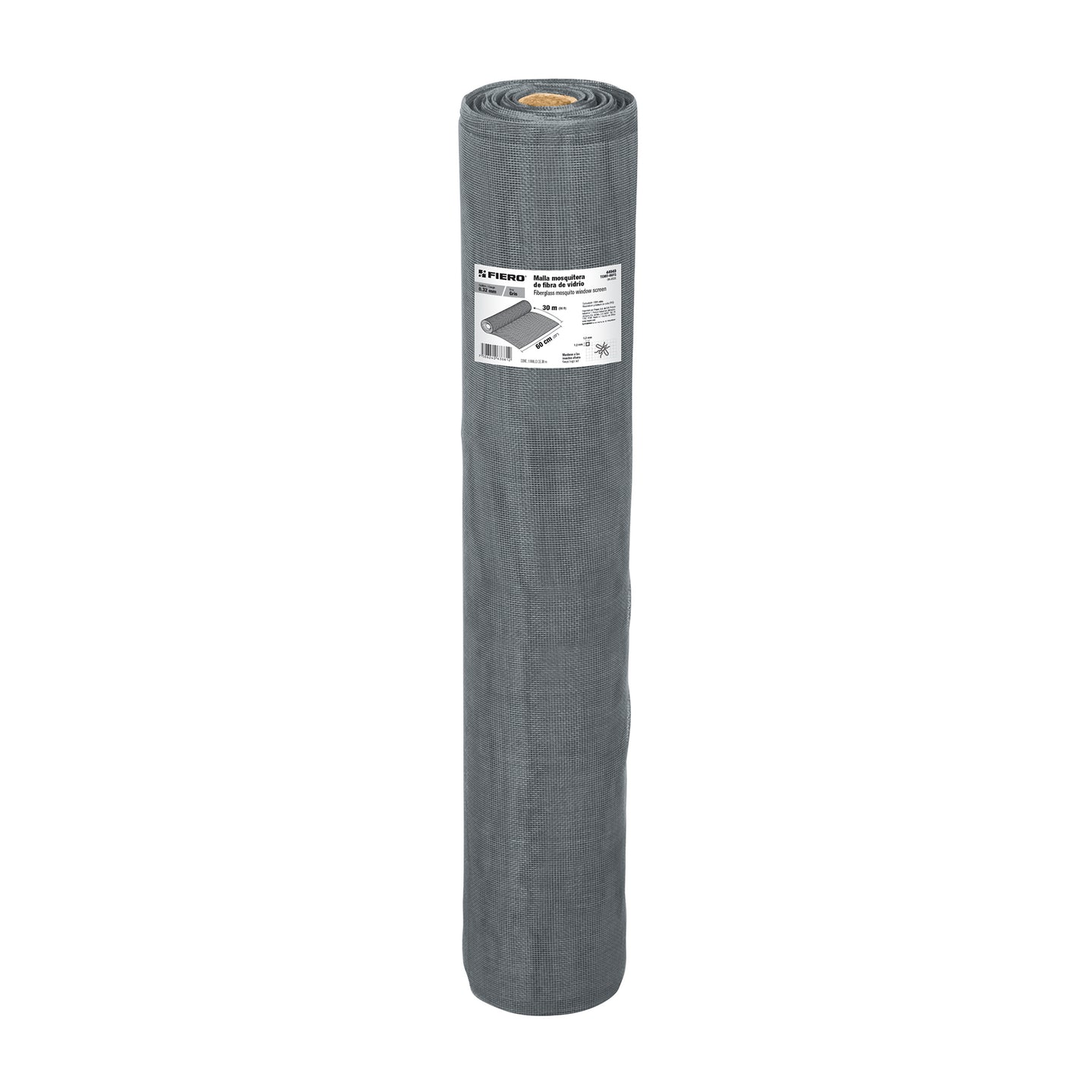 TEMO-06FG Rollo de 30 m x 0.6 m malla mosquitera fibra de vidrio gris