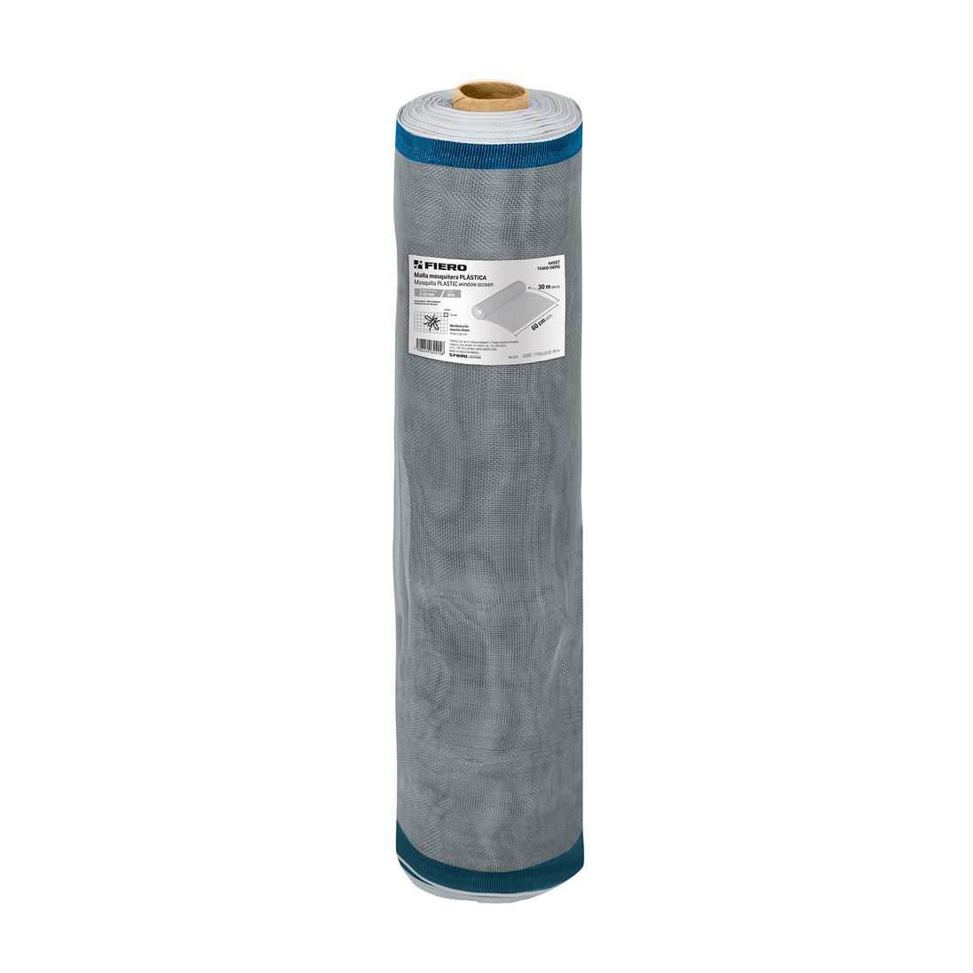 TEMO-06PG Rollo de 30 m x 0.6 m de malla mosquitera plástica gris