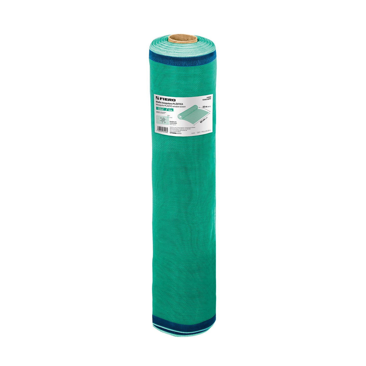 TEMO-06PV Rollo de 30 m x 0.6 m de malla mosquitera plástica verde