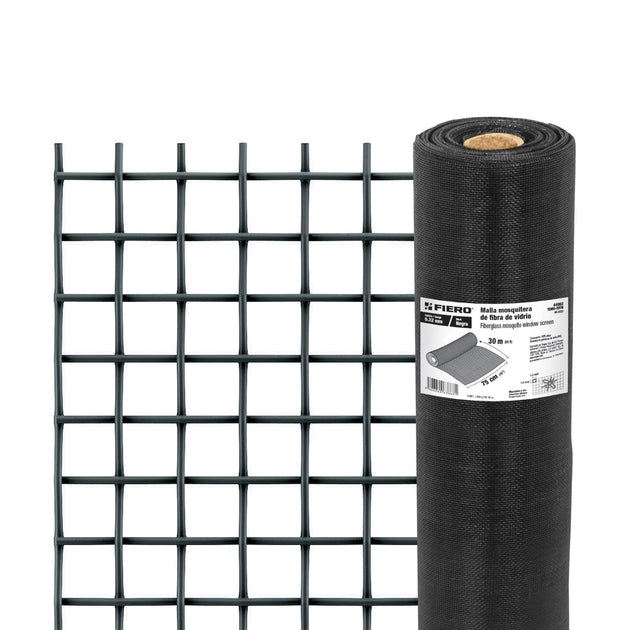 TEMO-07FN Rollo de 30 m x 0.75m malla mosquitera fibra de vidrio negra