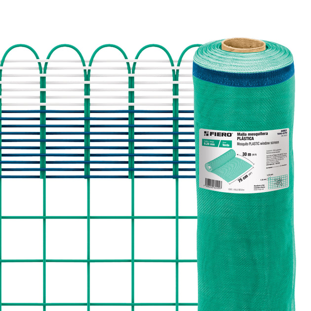 TEMO-07PV Rollo de 30 m x 0.75 m de malla mosquitera plástica verde