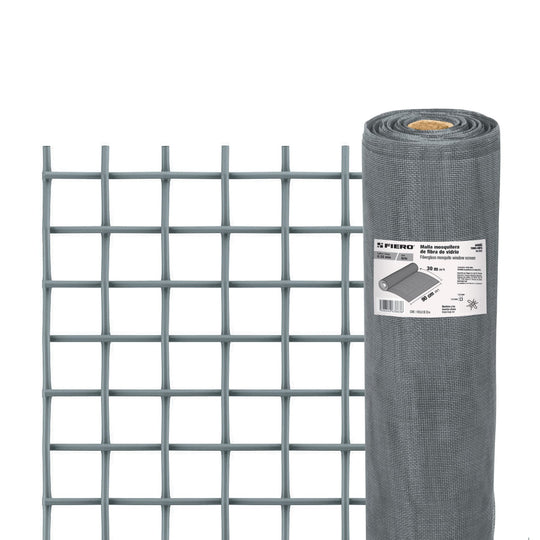 TEMO-09FG Rollo de 30 m x 0.9 m malla mosquitera fibra de vidrio gris