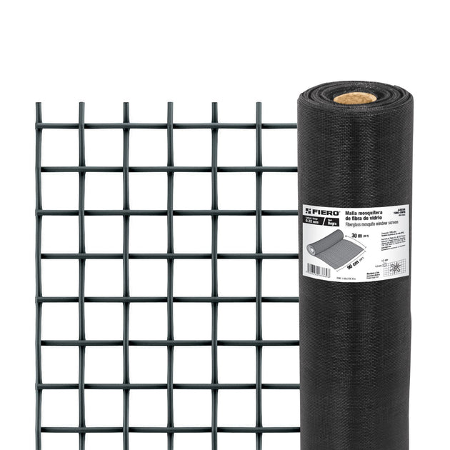 TEMO-09FN Rollo de 30 m x 0.9 m malla mosquitera fibra de vidrio negra