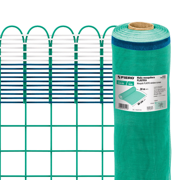 TEMO-09PV Rollo de 30 m x 0.9 m de malla mosquitera plástica verde