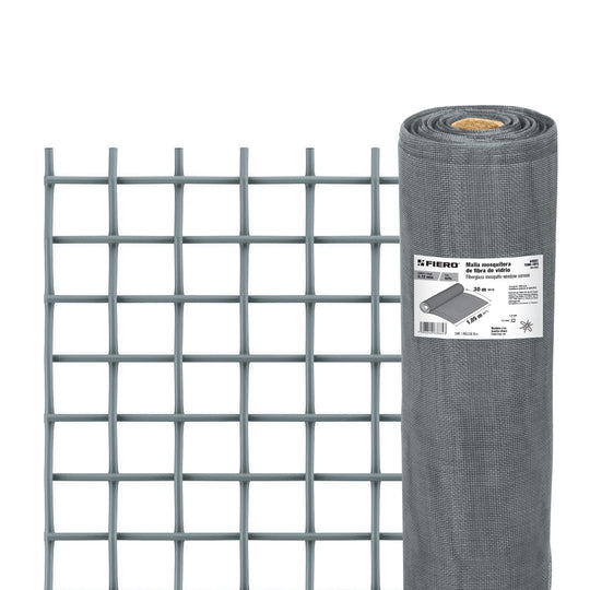 TEMO-10FG Rollo de 30 m x 1.05 m malla mosquitera fibra de vidrio gris