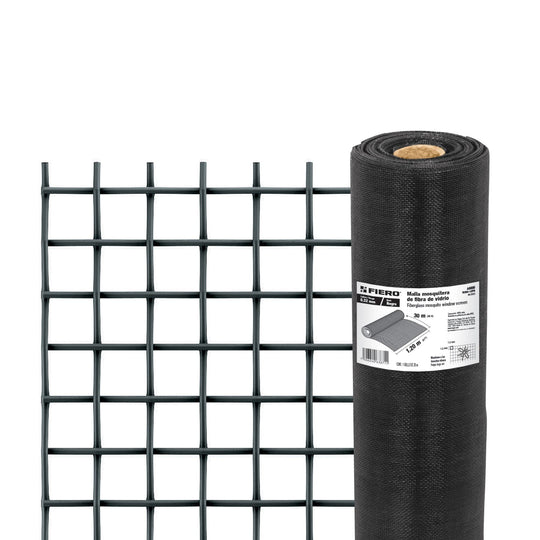 TEMO-12FN Rollo de 30 m x 1.2 m malla mosquitera fibra de vidrio negra