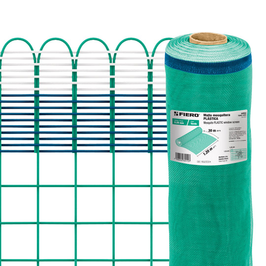 TEMO-12PV Rollo de 30 m x 1.2 m de malla mosquitera plástica verde