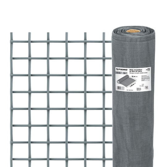 TEMO-15FG Rollo de 30 m x 1.5 m malla mosquitera fibra de vidrio gris