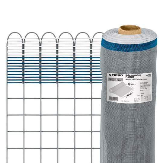 TEMO-17PG Rollo de 30 m x 1.7 m de malla mosquitera plástica gris
