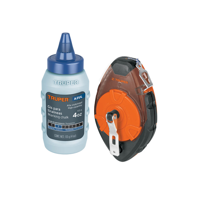 TL-100 Tiralíneas profesional plástico con gis, 30m(100 ft), Truper