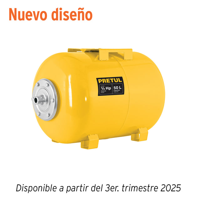 TN-HN-1/2X50P Tanque hidroneumático horizontal, 50 litros, PRETUL