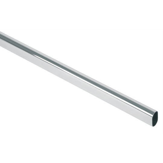 TO-530 Tubo ovalado para clóset, 3.0 m, acero cromado, HERMEX