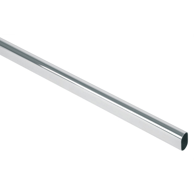 TO-530 Tubo ovalado para clóset, 3.0 m, acero cromado, HERMEX