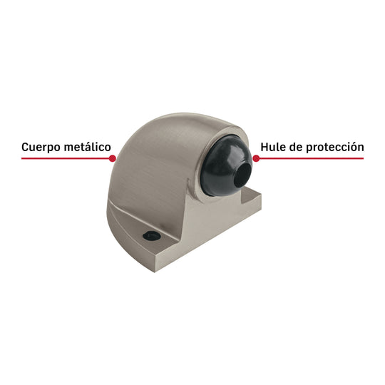 Tope Puerta Metálico Níquel Satinado c/ Hule Hermex TOCO-4
