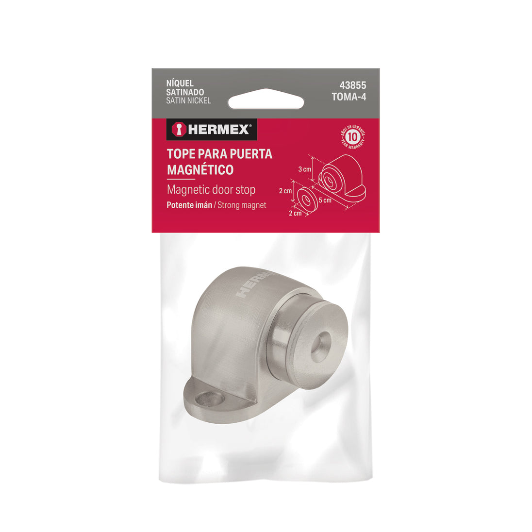 Tope Puerta Magnético Hermex TOMA-4 Níquel Satinado 50mm