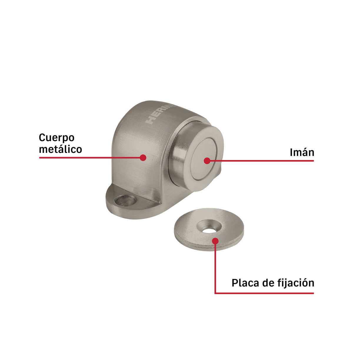 Tope Puerta Magnético Hermex TOMA-4 Níquel Satinado 50mm