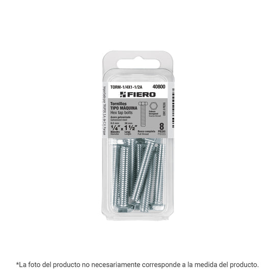 TORM-3/8X1A Blíster con 4 tornillos 3/8" x 1" tipo máquina, FIERO