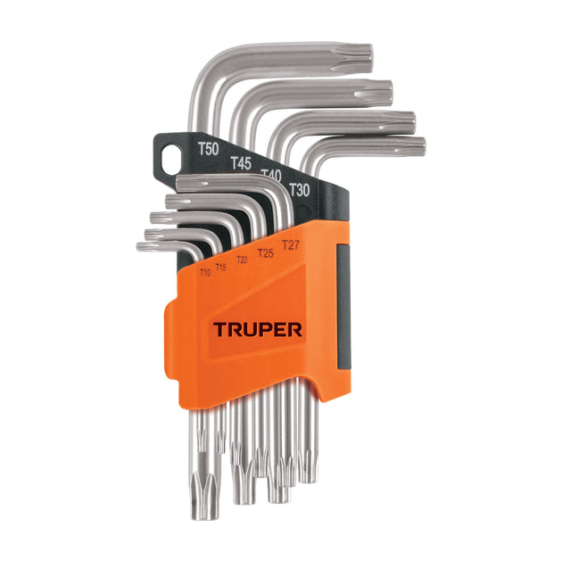 TORX-9 Juego de 9 llaves torx con organizador abatible, TRUPER