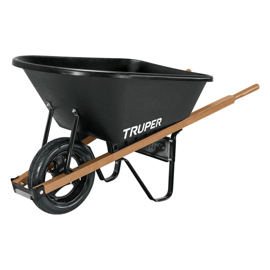 TP-6FF Carretilla 6 ft3 concha plástica,imponchable b/madera,TRUPER