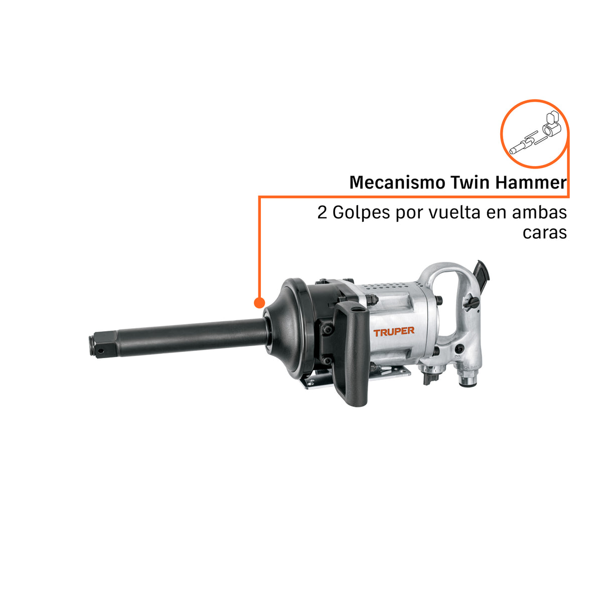 Llave Impacto Neumática Truper 1" TPN-797-6-3 1800 lb-ft Twin Hammer