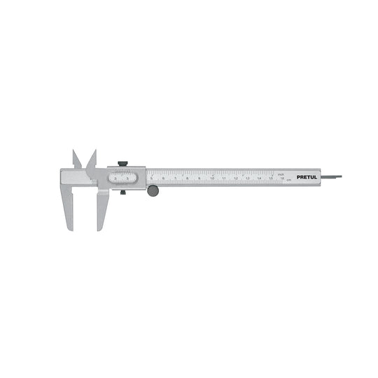 VER-6PX Calibrador vernier escolar 6", acero, std y mm, PRETUL