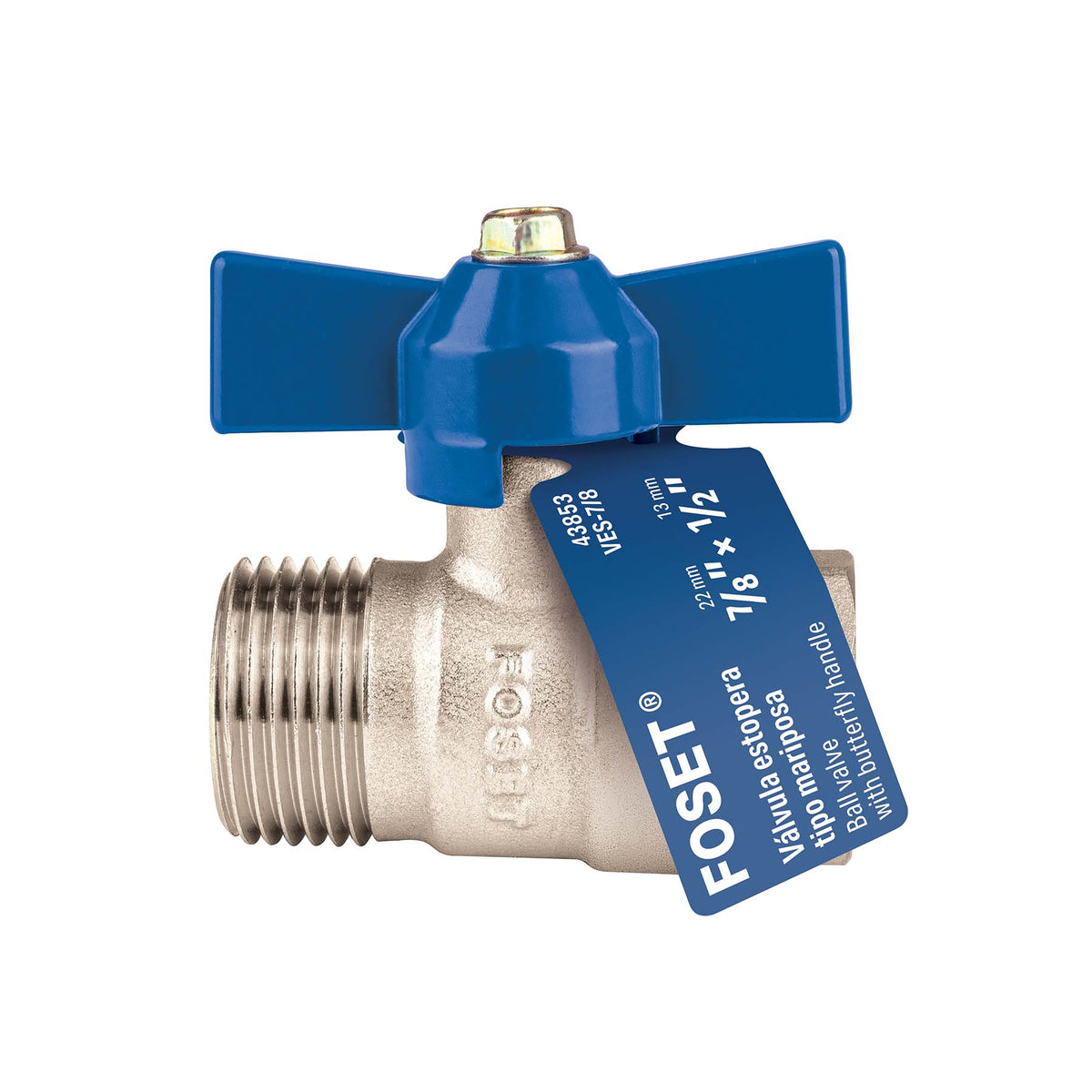 Válvula Bola Foset VES-7/8 Latón 7/8" 300 PSI Mariposa | Gas, Agua, Aceite