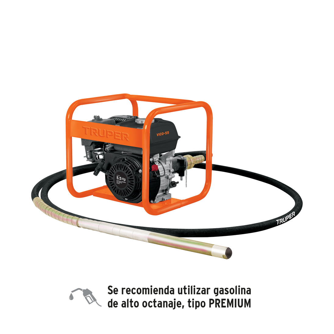 VICO-55 Vibrador para concreto, a gasolina, 163 cc, 5.5 HP, TRUPER