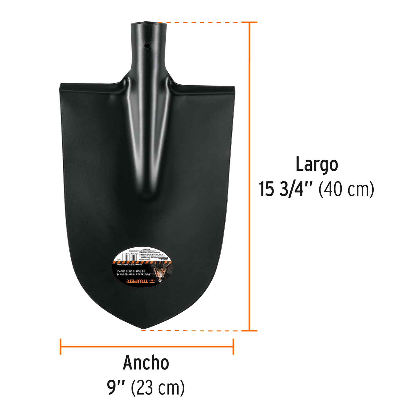 PAZAR-6 Pala azada redonda No. 6, sin mango, 9" x 15 3/4" (23 x 40 cm), Truper Truper