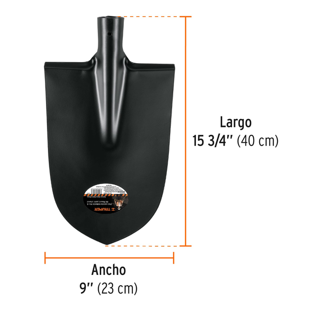 PAZAR-6 Pala azada redonda No. 6, sin mango, 9" x 15 3/4" (23 x 40 cm), Truper Truper