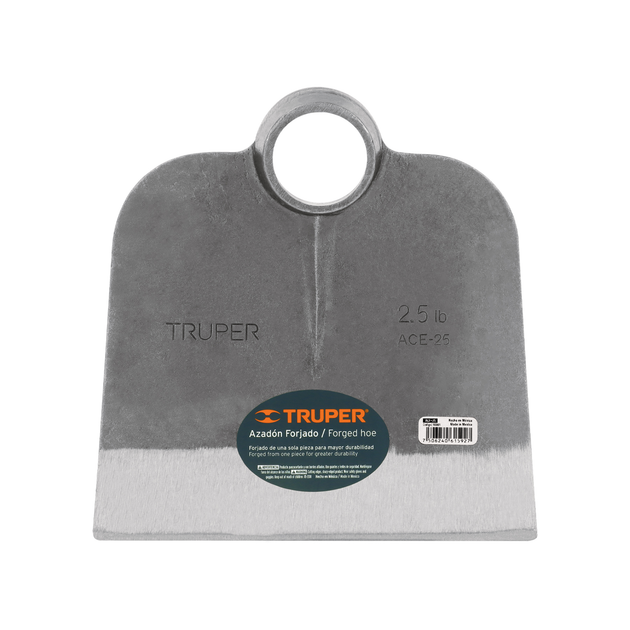 ACE-25 Azadón centroamericano forjado sin mango, 2.5 lb (1.1 kg), hoja 9" (23 cm) x 9" (23 cm), diám. cónico 46-52 mm, Hecho en México, Truper Truper