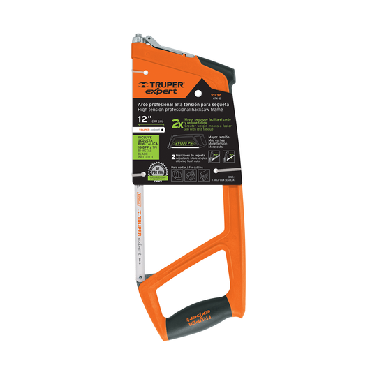 ATX-12 Arco profesional extrapesado para segueta, 12" (300 mm), 1 kg, segueta bimetálica 18 dpp, Truper Expert Truper