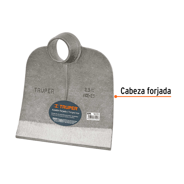 ACE-25 Azadón centroamericano forjado sin mango, 2.5 lb (1.1 kg), hoja 9" (23 cm) x 9" (23 cm), diám. cónico 46-52 mm, Hecho en México, Truper Truper