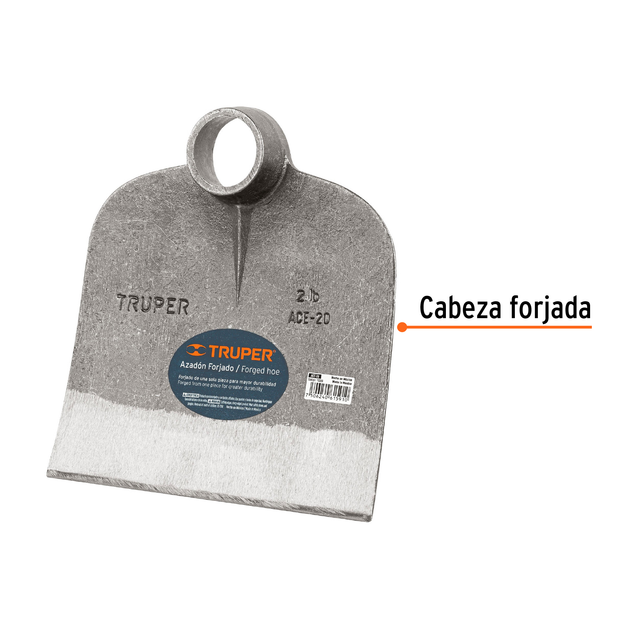ACE-20 Azadón centroamericano forjado sin mango, 2 lb (0.9 kg), hoja 8½" (22 cm) x 8½" (22 cm), diám. cónico 40-44 mm, Hecho en México, Truper Truper