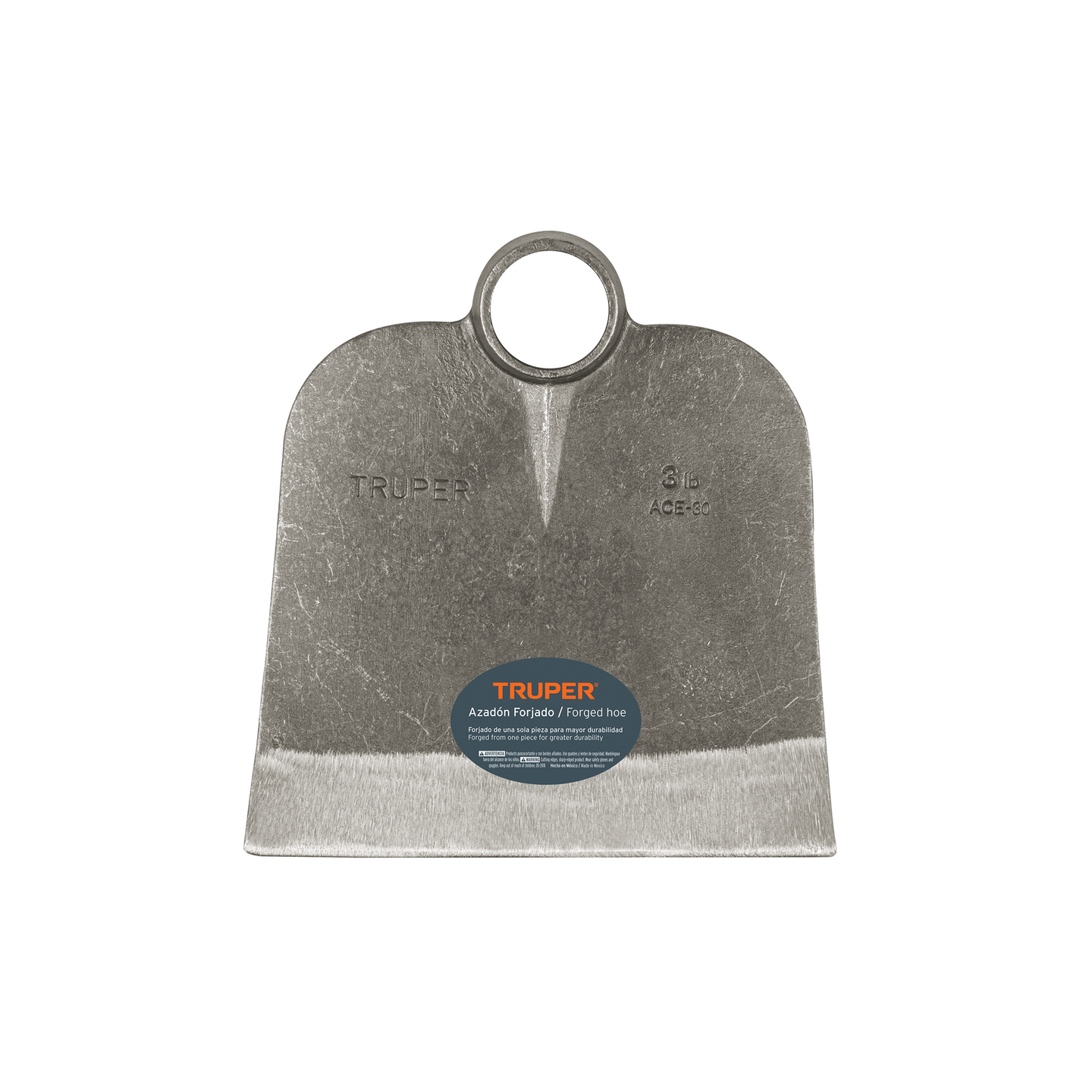 ACE-30 Azadón centroamericano forjado sin mango, 3 lb (1.3 kg), hoja 10" (25 cm) x 10½" (27 cm), diám. cónico 46-52 mm, Hecho en México, Truper Truper