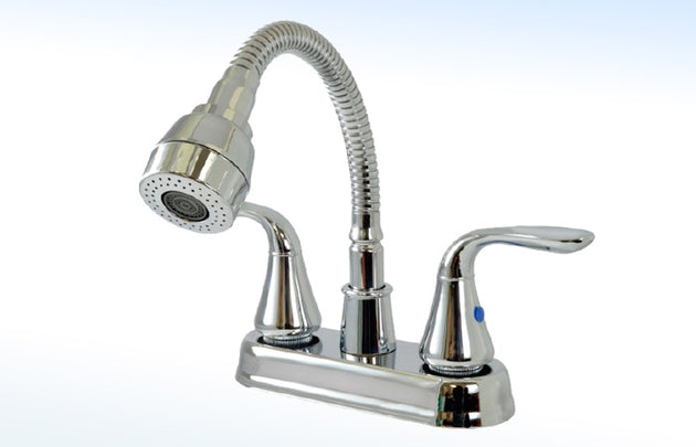 24SP MEZCLADORA PARA LAVABO 4” CIERRE DE 90° PICO FLEXIBLE
