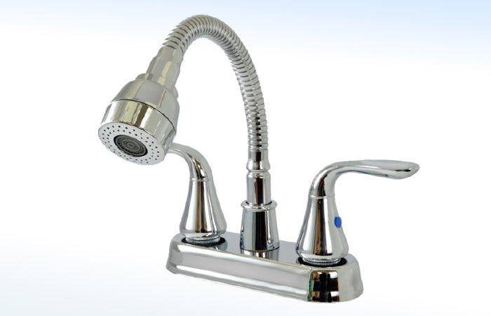 24SP MEZCLADORA PARA LAVABO 4” CIERRE DE 90° PICO FLEXIBLE