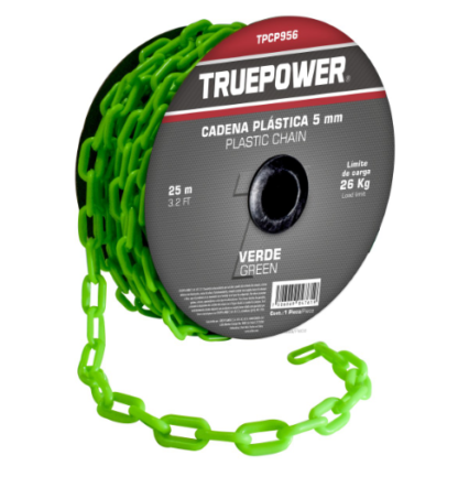 Cadena Plastica 5 Mm Rollo C/25 Mts Verde Truepower 65824 TPCP956