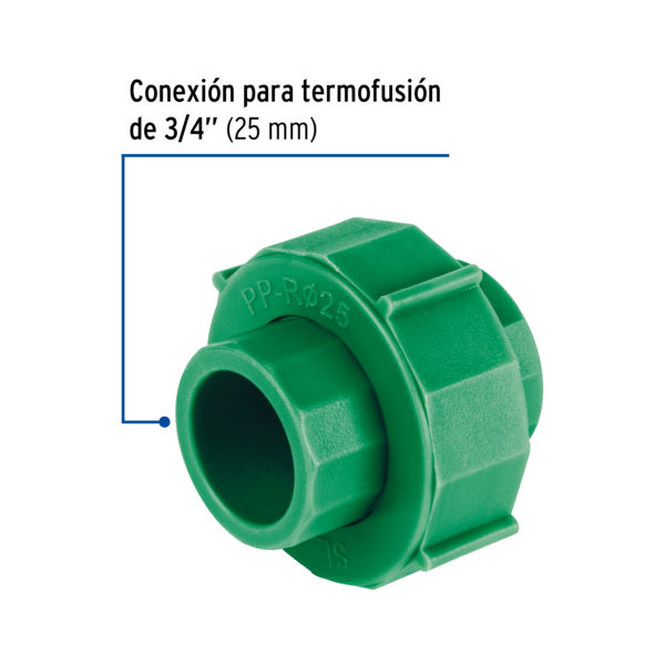 Tuerca unión PPR, plástica, 3/4', Foset 45557 - Image 2