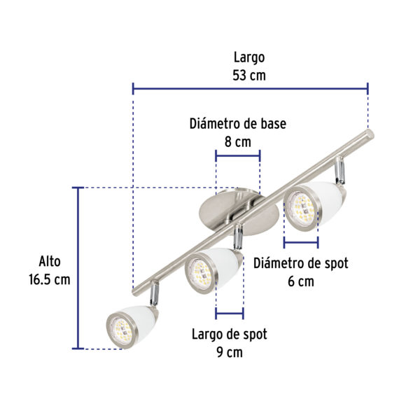 Luminario de sobreponer 3 spots base GU10, Verona, Volteck 49554 - Image 3