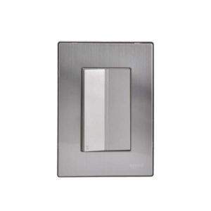 Placa 3 ventanas con apagador escalera plata Inox-3 Igoto